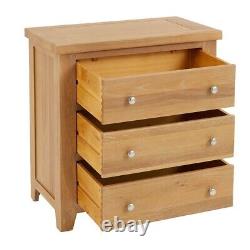 Cheshire Limed Oak 3 Drawer Compact Chest-Large Bedside Lamp Table Storage -LR08