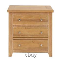 Cheshire Limed Oak 3 Drawer Compact Chest-Large Bedside Lamp Table Storage -LR08