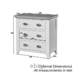 Cheshire Limed Oak 3 Drawer Compact Chest-Large Bedside Lamp Table Storage -LR08