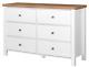 Chest of Drawers 6 White with Oak Colour Top Large Bedroom Furniture Modern