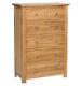 Chest of Drawers, Large Wooden Dresser, Tall Solid Oak 2 Over 4 Drawer Chest