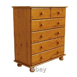 Chest of Drawers Solid Pine with 2+4 Drawers Bun Feet Classic Style