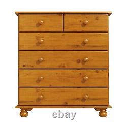 Chest of Drawers Solid Pine with 2+4 Drawers Bun Feet Classic Style