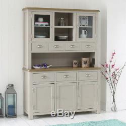 Chester Grey Painted Large Glazed Dresser + 3 Door 3 Drawer Sideboard -GS26-GS35