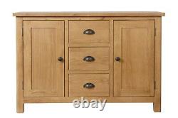 Chester Oak 2 Door 3 Drawer Large Sideboard / Large Oak Sideboard With Drawers