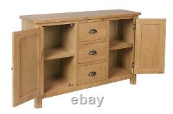 Chester Oak 2 Door 3 Drawer Large Sideboard / Large Oak Sideboard With Drawers