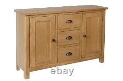 Chester Oak 2 Door 3 Drawer Large Sideboard / Large Oak Sideboard With Drawers