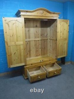 Chunky / Solid Wood / 2door / 2dovetailed Drawer Large Wardrobe -visit Warehouse