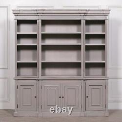 Classic French Style Large Breakfront Distressed Painted Grey Dresser Bookcase