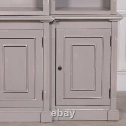 Classic French Style Large Breakfront Distressed Painted Grey Dresser Bookcase