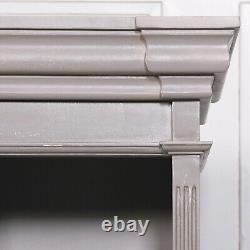 Classic French Style Large Breakfront Distressed Painted Grey Dresser Bookcase