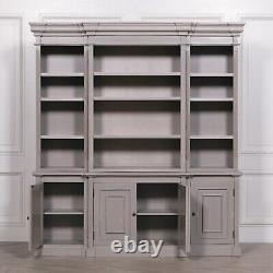 Classic French Style Large Breakfront Distressed Painted Grey Dresser Bookcase