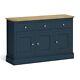 Classic Large Sideboard Blue Wood Cupboard Storage 3 Door Drawer Furniture New