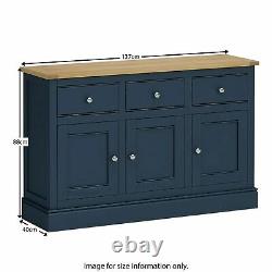 Classic Large Sideboard Blue Wood Cupboard Storage 3 Door Drawer Furniture New