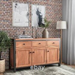 Clearance Urban Acacia Large Sideboard 3 Doors 3 Drawers Storage Ex-display