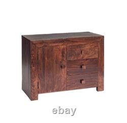 Contemporary Classic Design Mango Wood 3 Large Drawers & 1 Door Small Sideboard