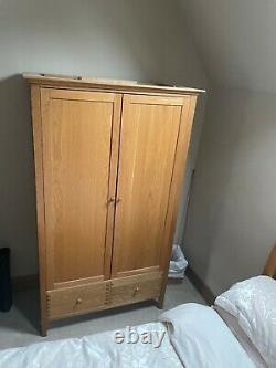 Contemporary Modern Double Oak Wardrobe on Legs with 2 Large Drawers Two Doors