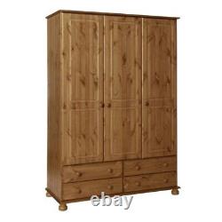 Copenhagen 3 Door 4 Drawer Wardrobe In Pine Large Wooden Bedroom Wardrobes Wood