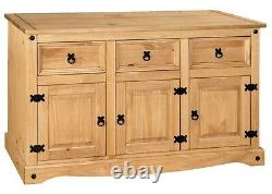 Corona 3 Door 3 Drawer Large Sideboard Mexican Pine