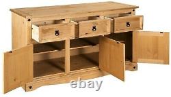 Corona 3 Door 3 Drawer Large Sideboard Mexican Pine