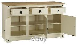 Corona Cream Painted Large 3 Door 3 Drawer Sideboard by Mercers Furniture