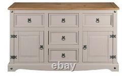 Corona Grey 2 Door 5 Drawer Large Sideboard Mexican Solid Pine