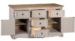 Corona Grey 2 Door 5 Drawer Large Sideboard Mexican Solid Pine