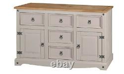 Corona Grey 2 Door 5 Drawer Large Sideboard Mexican Solid Pine