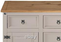 Corona Grey 2 Door 5 Drawer Large Sideboard Mexican Solid Pine