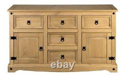 Corona Sideboard 2 Door 5 Drawer Large Mexican Solid Pine