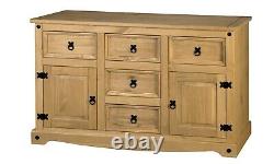 Corona Sideboard 2 Door 5 Drawer Large Mexican Solid Pine