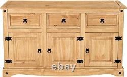 Corona Sideboard 3 Door 3 Drawer Large Waxed Mexican Pine (40D x 125W x 76H)