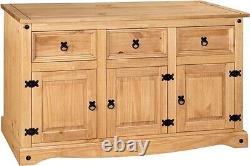 Corona Sideboard 3 Door 3 Drawer Large Waxed Mexican Pine (40D x 125W x 76H)