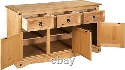 Corona Sideboard 3 Door 3 Drawer Large Waxed Mexican Pine (40D x 125W x 76H)