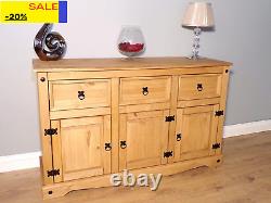 Corona Sideboard Large 3 Door 3 Drawer Solid Pine Dresser Living Room