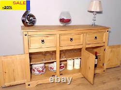 Corona Sideboard Large 3 Door 3 Drawer Solid Pine Dresser Living Room