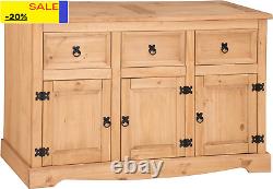 Corona Sideboard Large 3 Door 3 Drawer Solid Pine Dresser Living Room