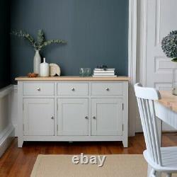 Cotswold Company Large 3 Door & Drawer Sideboard in Oak & Dove Grey Paint