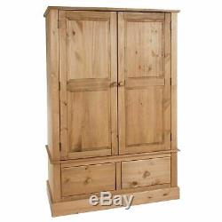 Cotswold Country Pine Bedroom Range Large 2 Door 2 Drawer Wide Wardrobe Cupboard