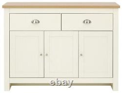 Cream and Oak 3 door 2 Drawer Large Sideboard Lancaster Range