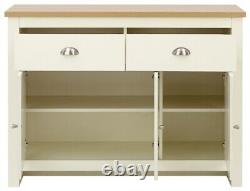 Cream and Oak 3 door 2 Drawer Large Sideboard Lancaster Range