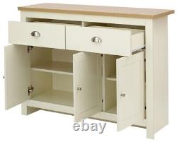 Cream and Oak 3 door 2 Drawer Large Sideboard Lancaster Range