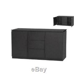 Crissier Black 3 Drawer 2 Door Large Sideboard