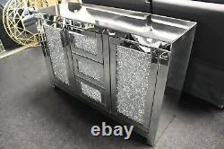 Crushed Diamond Effect 2 Door + 3 Drawer Sideboard LARGE Crystal Glitz Drawer