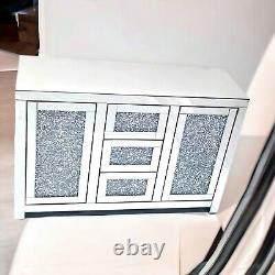 Crushed Diamond Effect 2 Door + 3 Drawer Sideboard LARGE Crystal Glitz Drawer