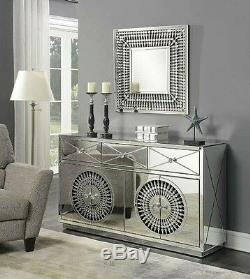 Crystal Large mirrored Sideboard 4 Doors 3 Drawer Crystal chest