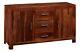 Cube Indian Sheesham Wood 3 Drawers and 2 Doors Large Sideboard in Rich Honey