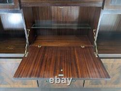 DISPLAY CABINET Large Wood Veneer Retro Glass Door Drawers Shelves FREE DELIVERY