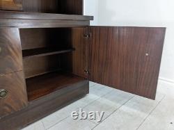 DISPLAY CABINET Large Wood Veneer Retro Glass Door Drawers Shelves FREE DELIVERY