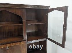 DISPLAY CABINET Large Wood Veneer Retro Glass Door Drawers Shelves FREE DELIVERY
